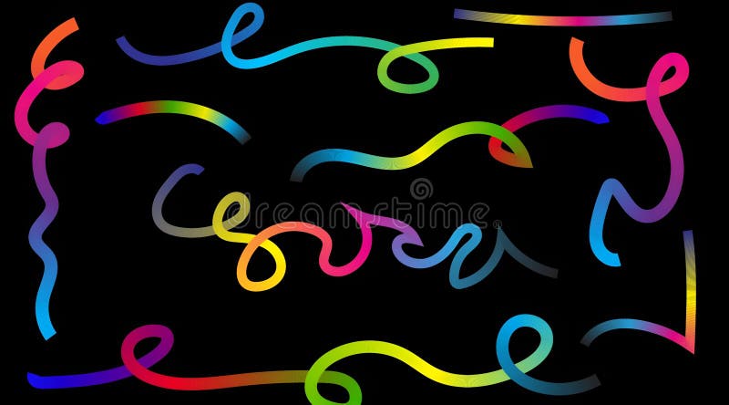 Colorful Abstract Ribbon Shapes on Black Background vector illustration