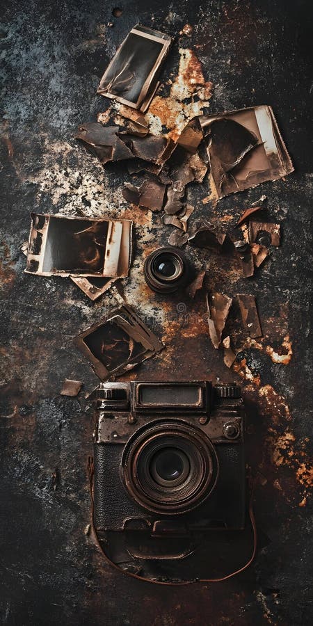 Collection of Rusted Camera Parts vector illustration