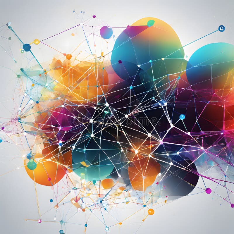 Vizualizare în rețea dinamică neurală neurală dinamică, colorată stock illustration