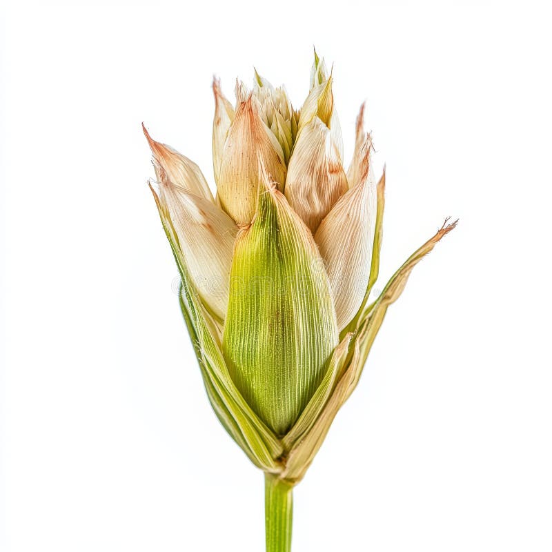 An image features a corn cob placed on a white surface, and there is also a corn on the cob on the white surface royalty free stock image