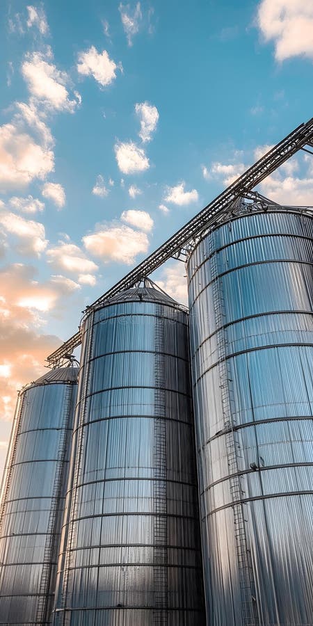 Modern Industrial Facility Under Clear Blue Sky stock illustration