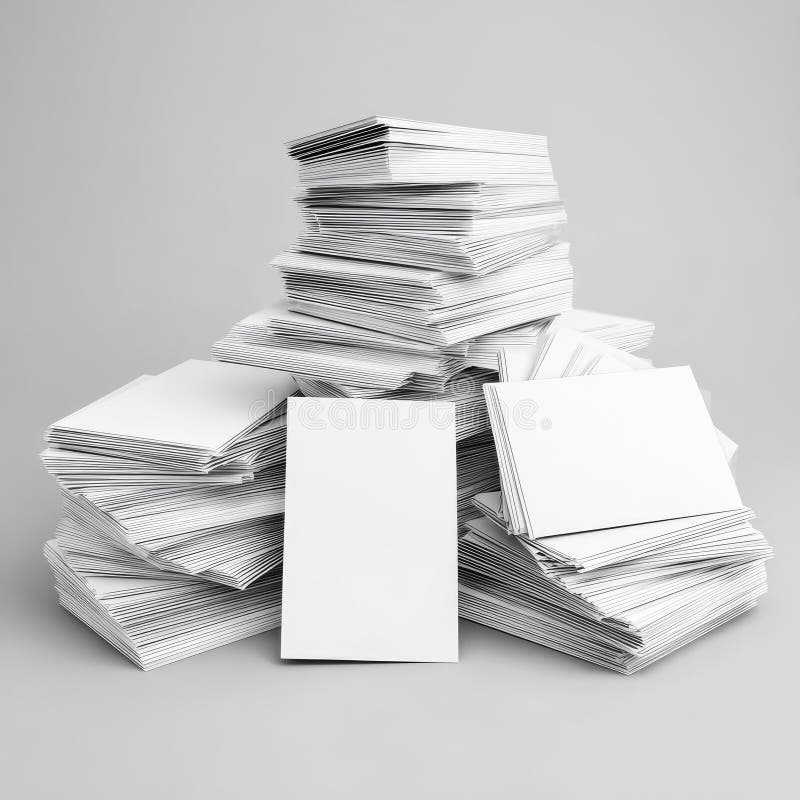 This image features a stack of blank white playing cards on a grey background, providing a high-quality mock-up for stock photo