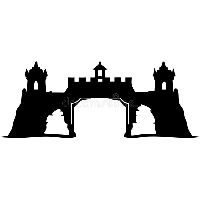Ancient Stone Bridge Silhouette Vector for Creative Illustration and Design Projects royalty free illustration
