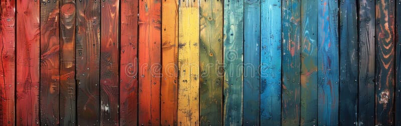 Colorful Rustic Wood Texture with Abstract Painted Table and Floor - LGBT Seamless Pattern and AI-Generated Panorama Banner vector illustration