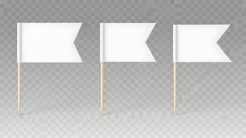 Three white pennant flags on sticks royalty free illustration