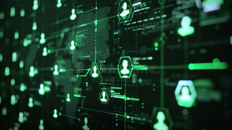 Image fermée d'un écran d'ordinateur affichant une interface blockchain avec divers profils de créateur de contenu connectés image libre de droits