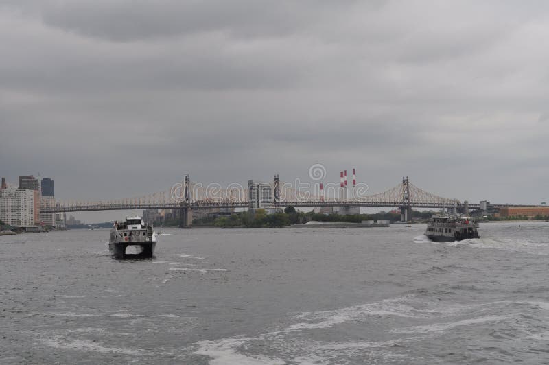 Ferry Boats on the East River in New York City