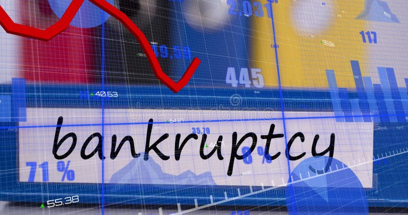 Image of financial data processing over bankrupcy file royalty free stock photos