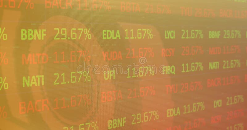 Image of financial data processing over glitch stock photos