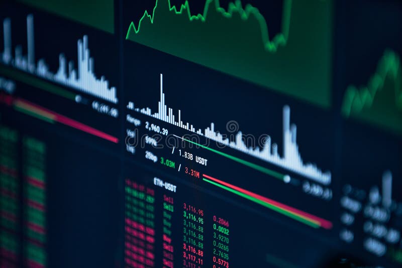 Image financial market data on a computer monitor. stock photography