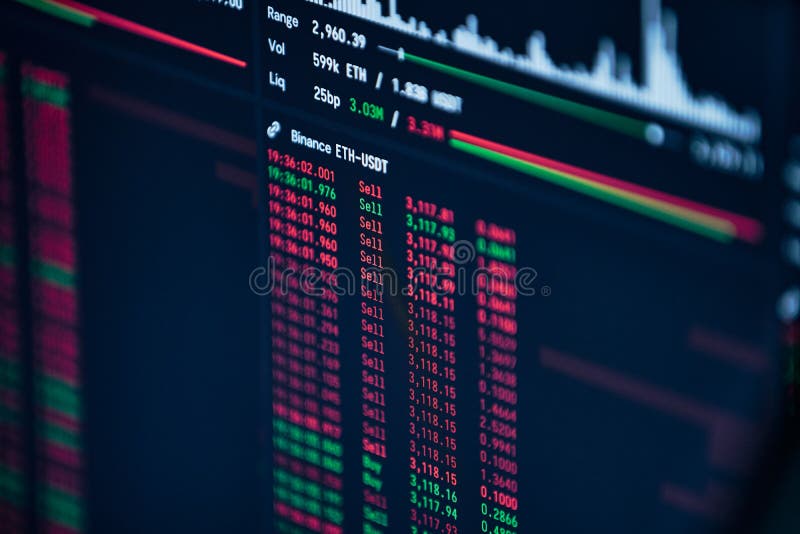 Image financial market data on a computer monitor. stock photos