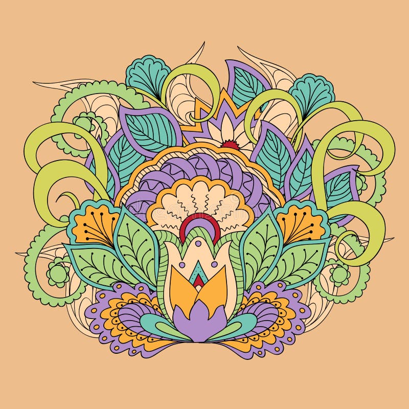 Image florale colorée dans le style de boho illustration de vecteur Image florale colorée dans le style de boho illustration de vecteur
