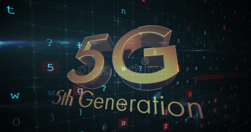 Image of 5g 5th generation text over cyber attack warning text in background royalty free illustration