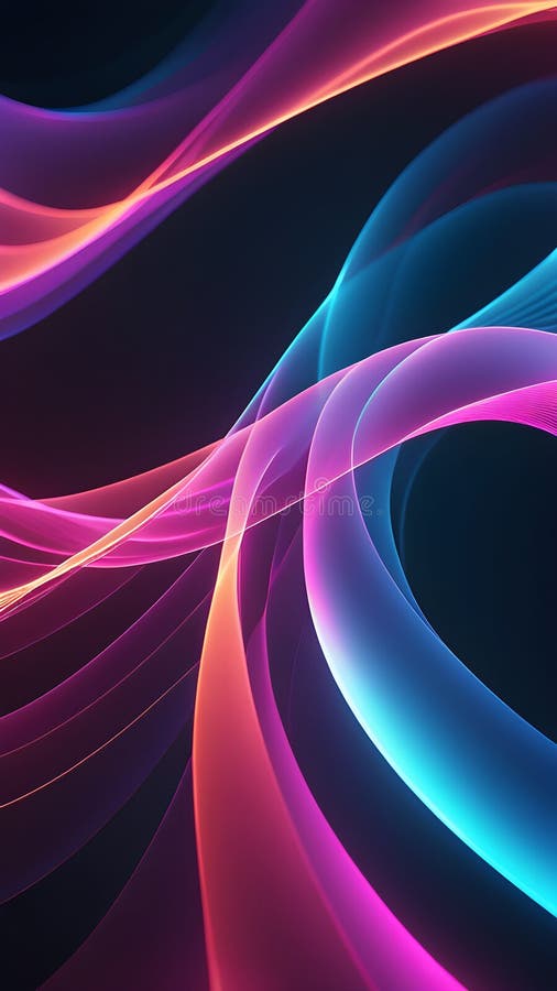 Vertical Futuristic abstract neon wave background with light lines wallpaper blue pink. Image generated with AI. blue pink This image features a futuristic abstract design with neon waves and light lines, creating a dynamic and vibrant wallpaper. Ideal for modern designs, tech-themed projects, and digital art.