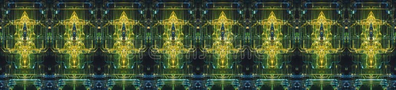 Rectangular Banner with High Alien or Fantasy Technology royalty free illustration