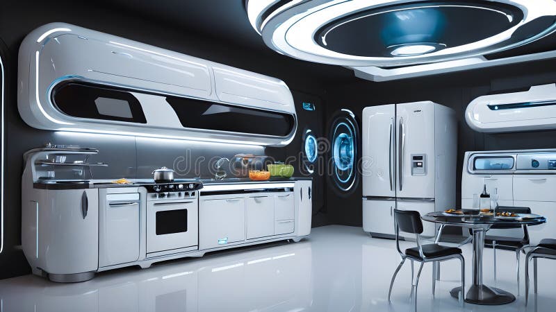 Futuristic Kitchen Design Sleek Culinary Oasis royalty free illustration