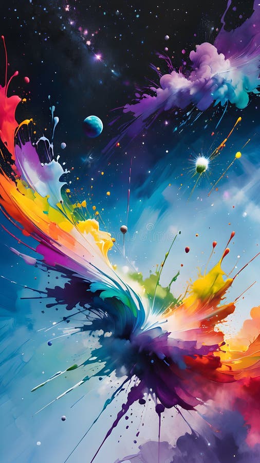 Abstract Pride Flag Cosmic Paint Explosion stock image