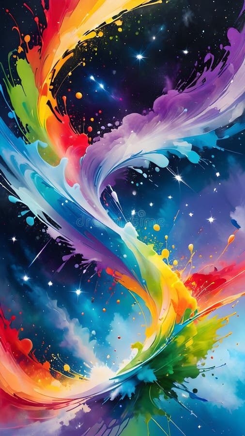 Abstract Pride Flag Cosmic Paint Explosion royalty free stock photo