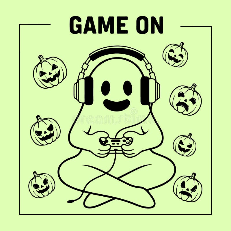 Ghost Gamer Halloween Vector Illustration royalty free illustration.