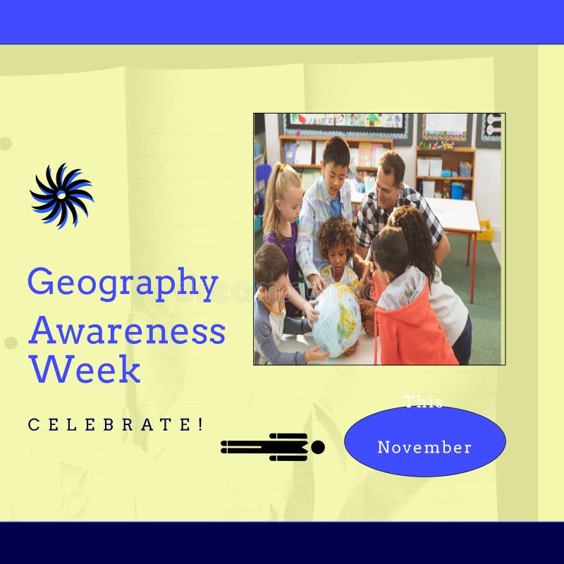 Image of Geography Awareness Week Over Class of Diverse Pupils with