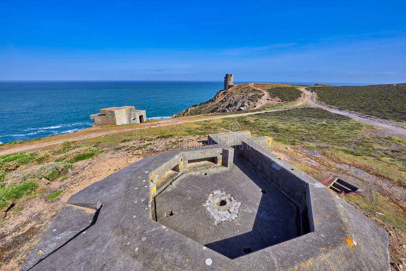 Image of German WW2 bunkers, observation towers and gun emplacement on the North West coast, Jersey, Channel Islands, uk. Image of German WW2 bunkers, observation towers and gun emplacement on the North West coast, Jersey, Channel Islands, uk