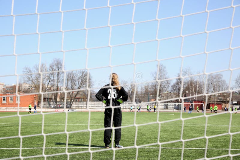 Goalkeeper Net Soccer Stadium Football Fans Editorial Photo Image