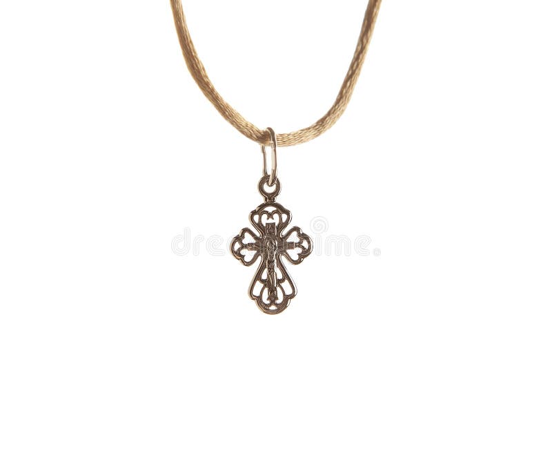 Image of gold pendant white background stock photography.
