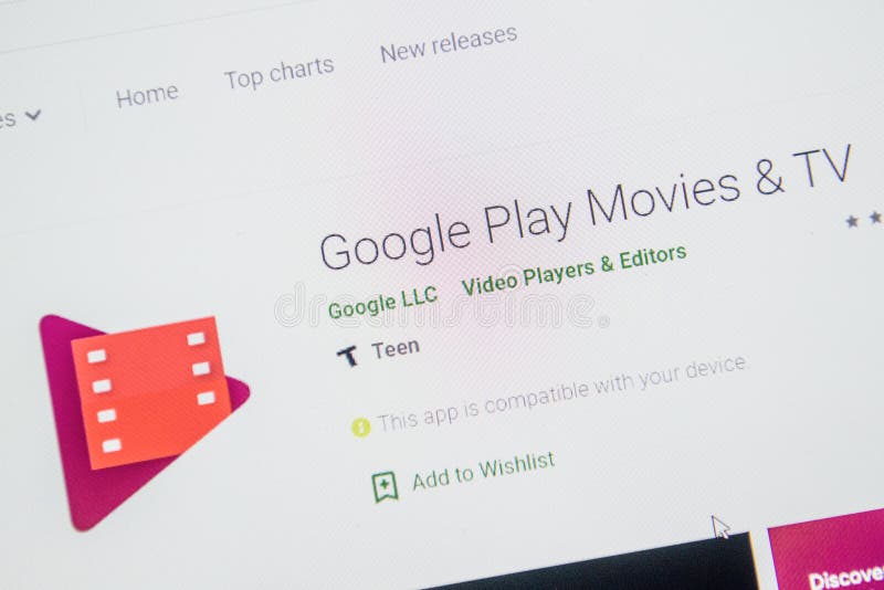 Google Play Movies App Icon Selective Focus Editorial Image Image Of Browser Laptop