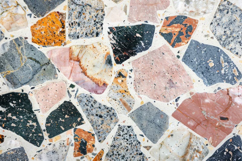 Image of Grey terrazzo particles pattern on floor surface. Texture for background usage. Texture for background usage AI generated.