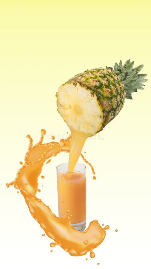 Image of Half a Pineapple and the Flow of Juice Pouring from it into a