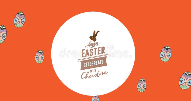 Image of happy easter text over easter eggs on red background royalty free illustration