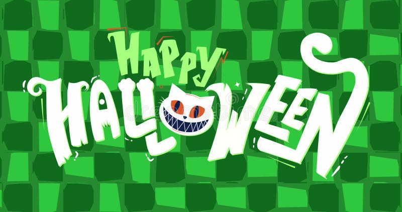 Image of happy halloween text on green moving background stock illustration