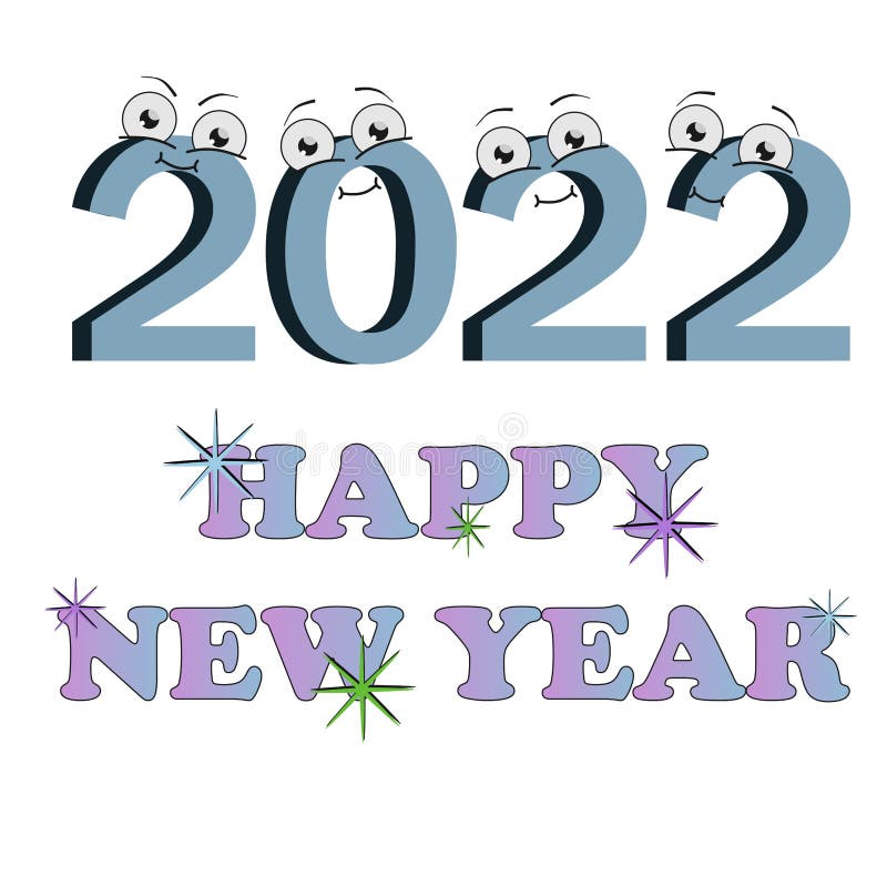 2022 image, Happy New 2022 Year. Holiday vector illustration of Blue numbers 2022 royalty free illustration