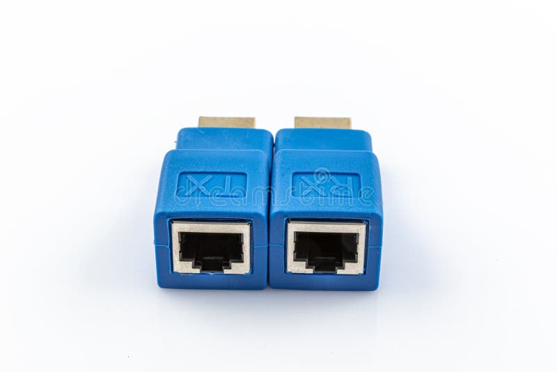 Image of HDMI To Network Lan Internet Adapter Computer Isolated on Background. HDMI Extender by Cat 6/6E Cable HDMI - Image of network, modem: 186555177