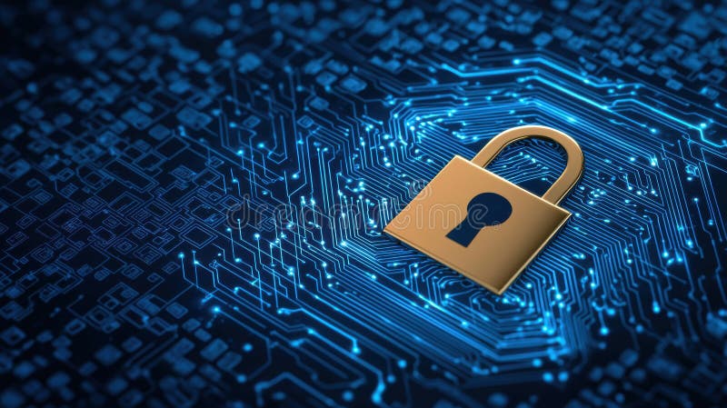Protecting Digital Infrastructure from Cyber Threats with Locked Data Security Concepts stock illustration