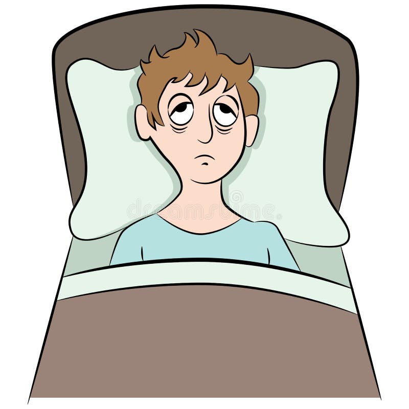 Insomnia Trying To Sleep Man Cartoon Stock Vector - Illustration of eyes,  design: 112499878