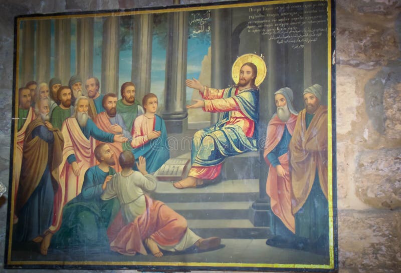 Image of Jesus preaching in the temple in Jerusalem