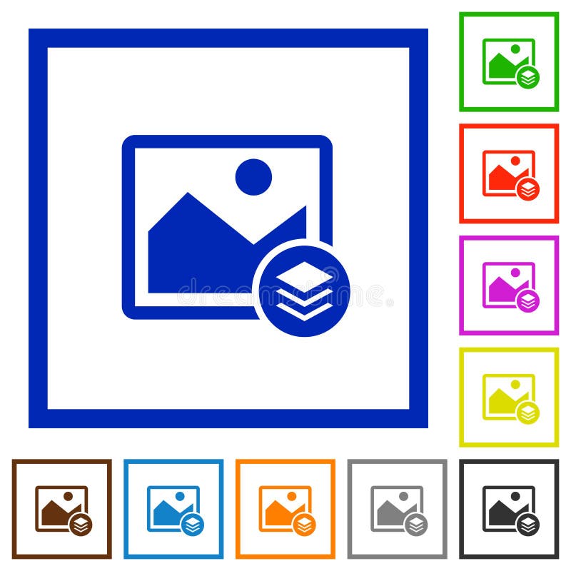 Image layers flat framed icons stock illustration