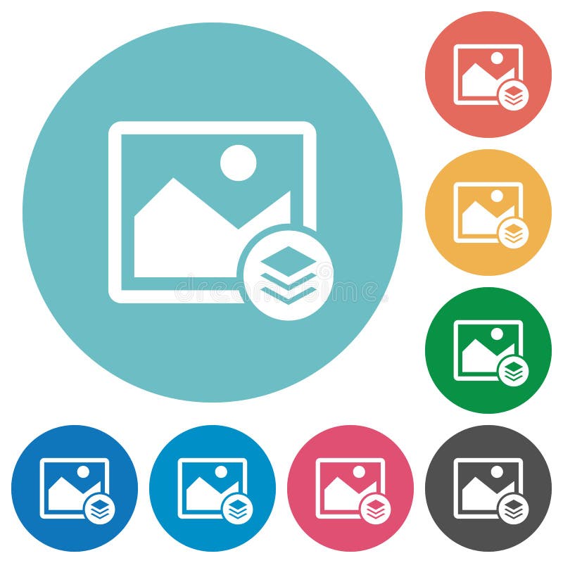 Image layers flat round icons vector illustration