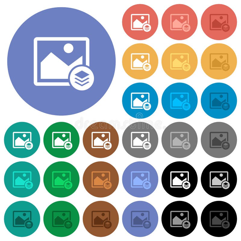 Image layers round flat multi colored icons stock illustration