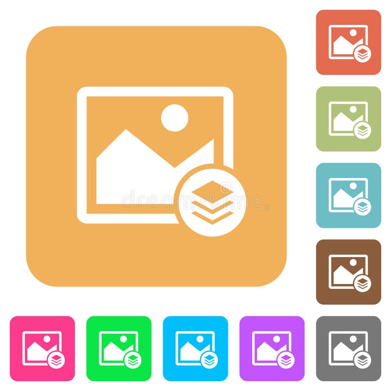 Image layers rounded square flat icons vector illustration