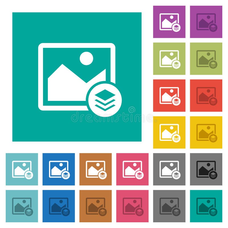 Image layers square flat multi colored icons vector illustration
