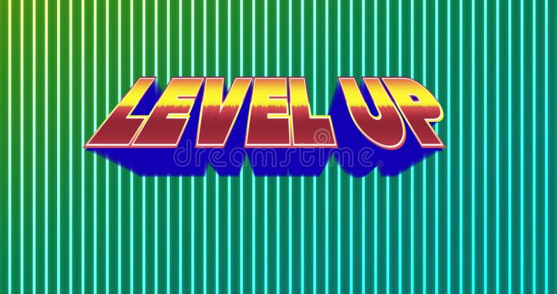 Image of level up and autumn sale text over green stripes royalty free illustration
