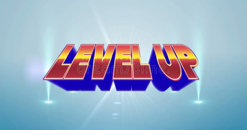 Image of level up over grey background with lights vector illustration