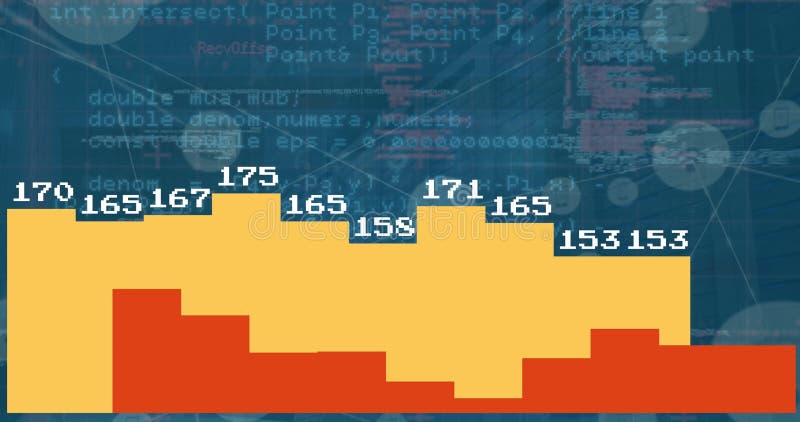 Image of level up text over grid with icons and data processing royalty free illustration