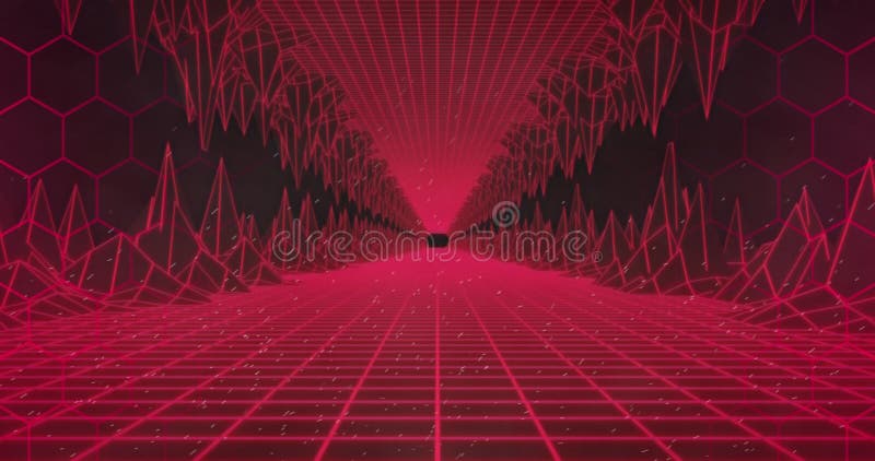 Image of light spots and digital tunnel on black background vector illustration