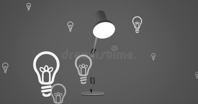 Image of lightbulb icons over lamp royalty free illustration
