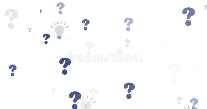 Image of lightbulb icons over question marks on white background vector illustration