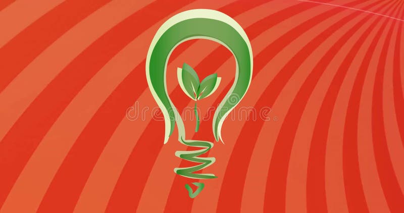 Image of lightbulb with plant icon over red background royalty free illustration