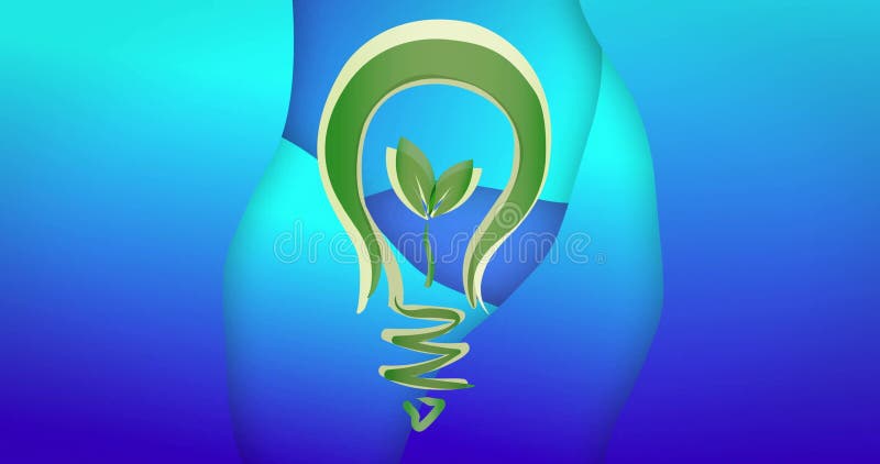 Image of lightbulb with plant over blue background vector illustration